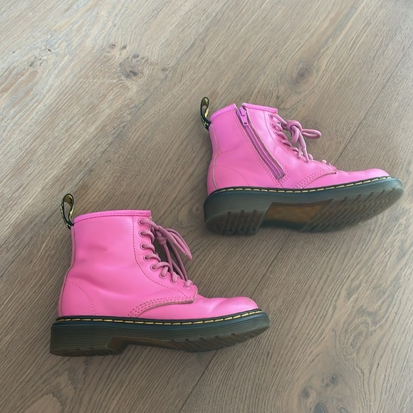 Dr. Martens Kids Leather Lace Up Boots Pink Size 13 US - Picture 8 of 14